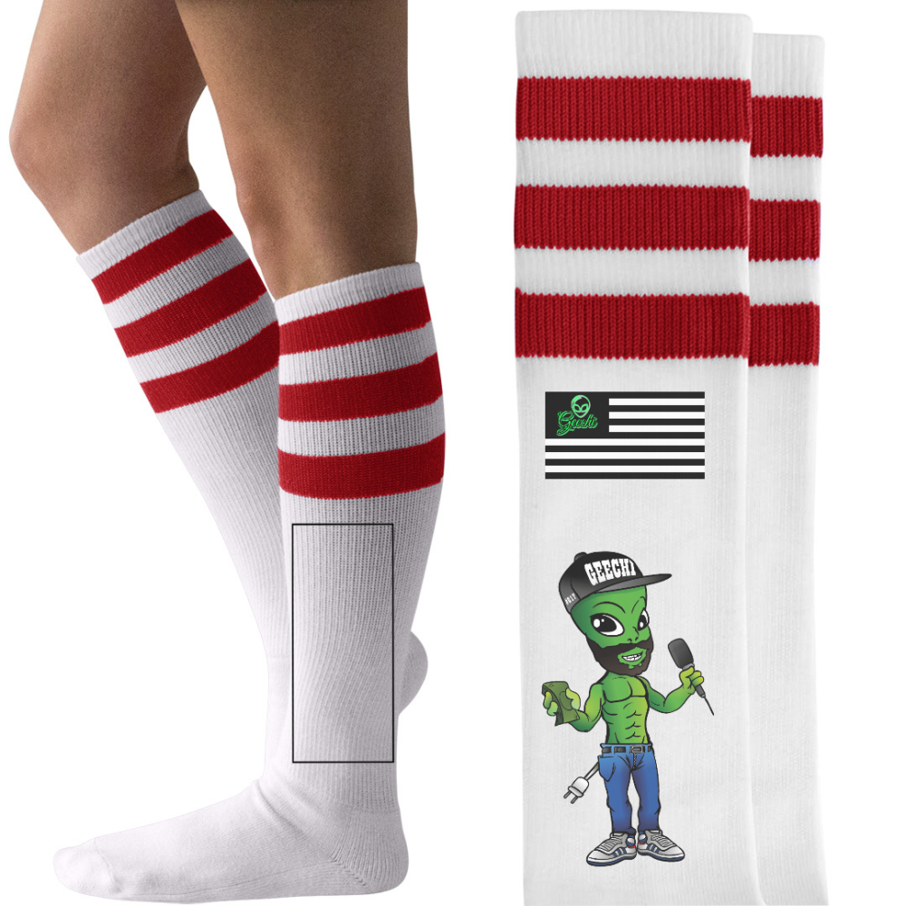 "Geechi Amerika "Geechi The Goblin" Unisex Striped Knee-High Socks
