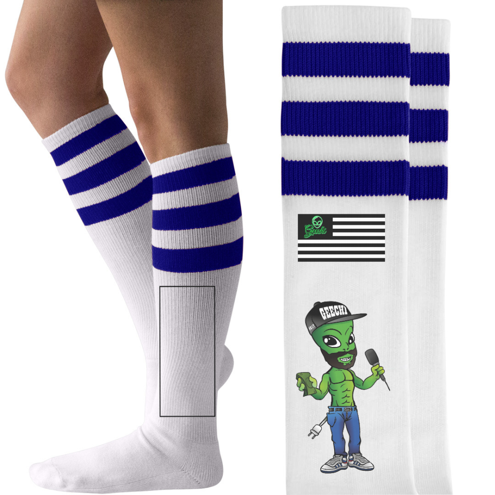 "Geechi Amerika "Geechi The Goblin" Unisex Striped Knee-High Socks