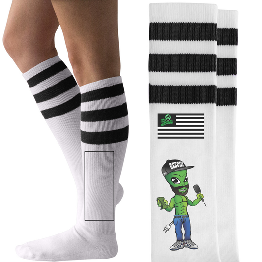 "Geechi Amerika "Geechi The Goblin" Unisex Striped Knee-High Socks