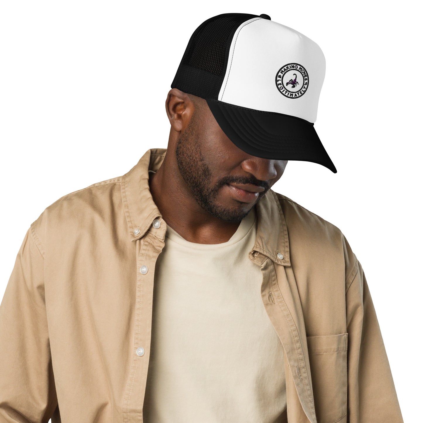 MML Black & White Foam trucker hat